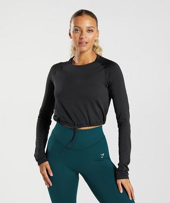 Corp Tops Gymshark Sweat Seamless Long Sleeve Mujer Negras | CO 2528XYU